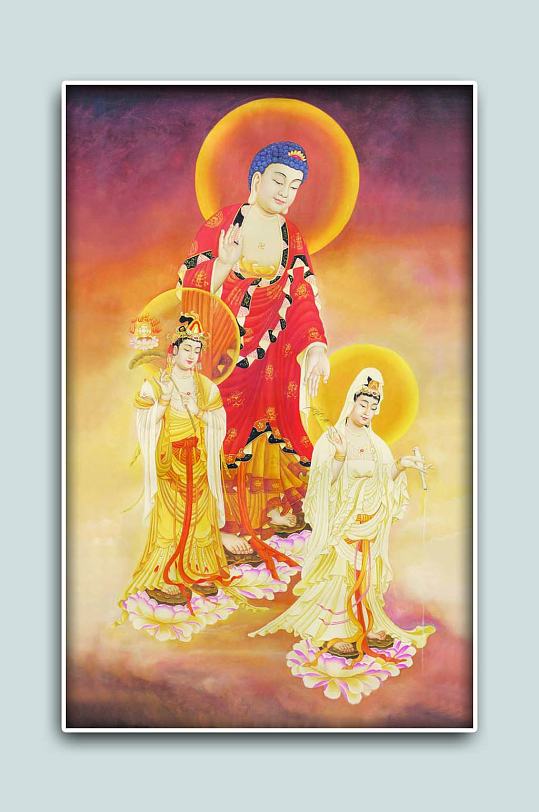 三圣图唐卡佛像佛教