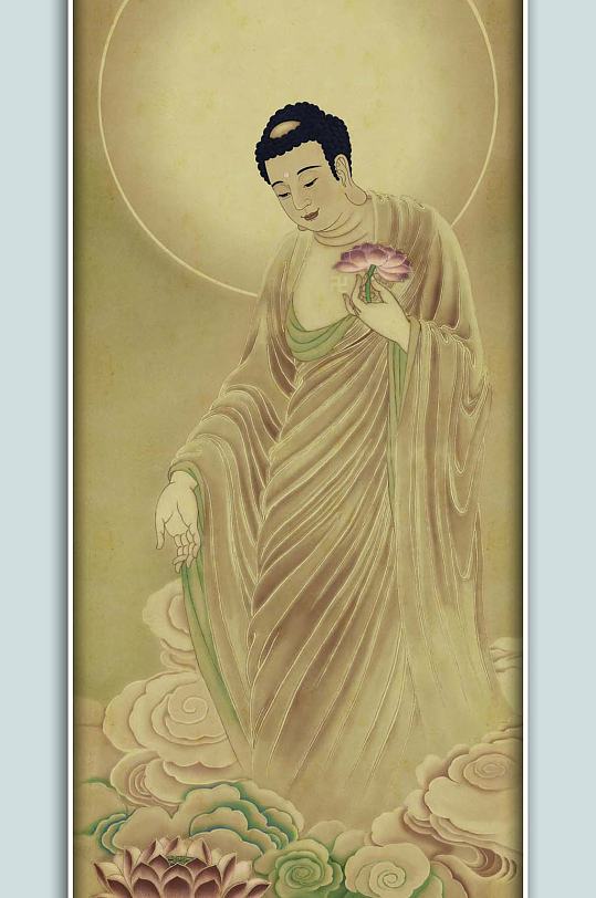 西方三圣南无阿弥陀佛唐卡佛像