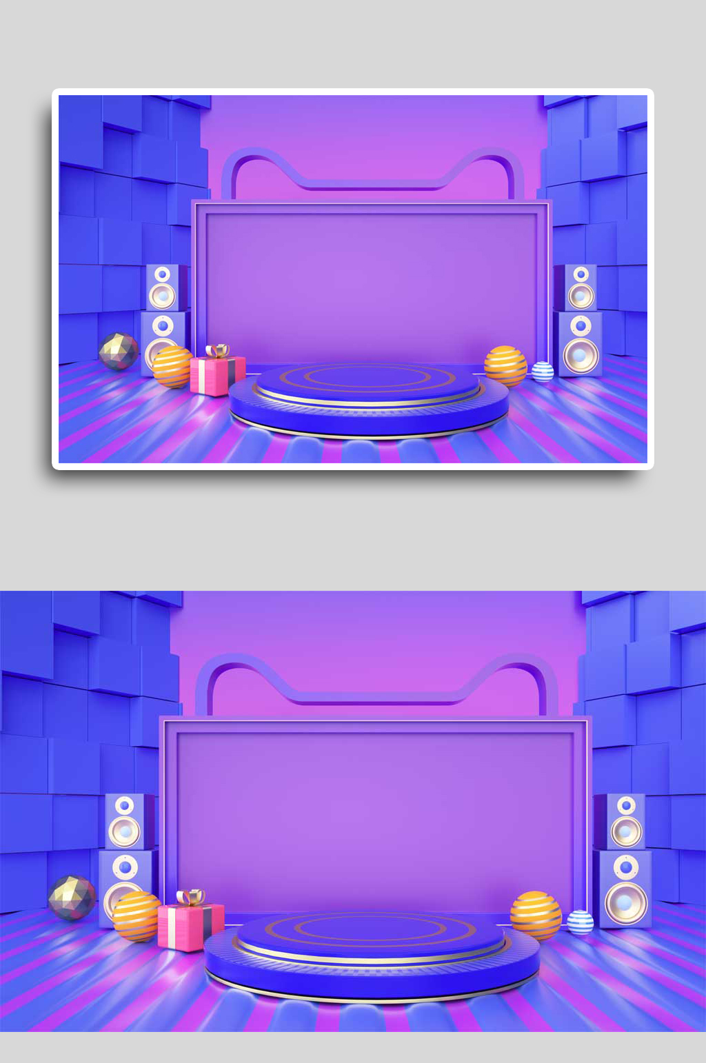 紫色双十一展台C4D素材