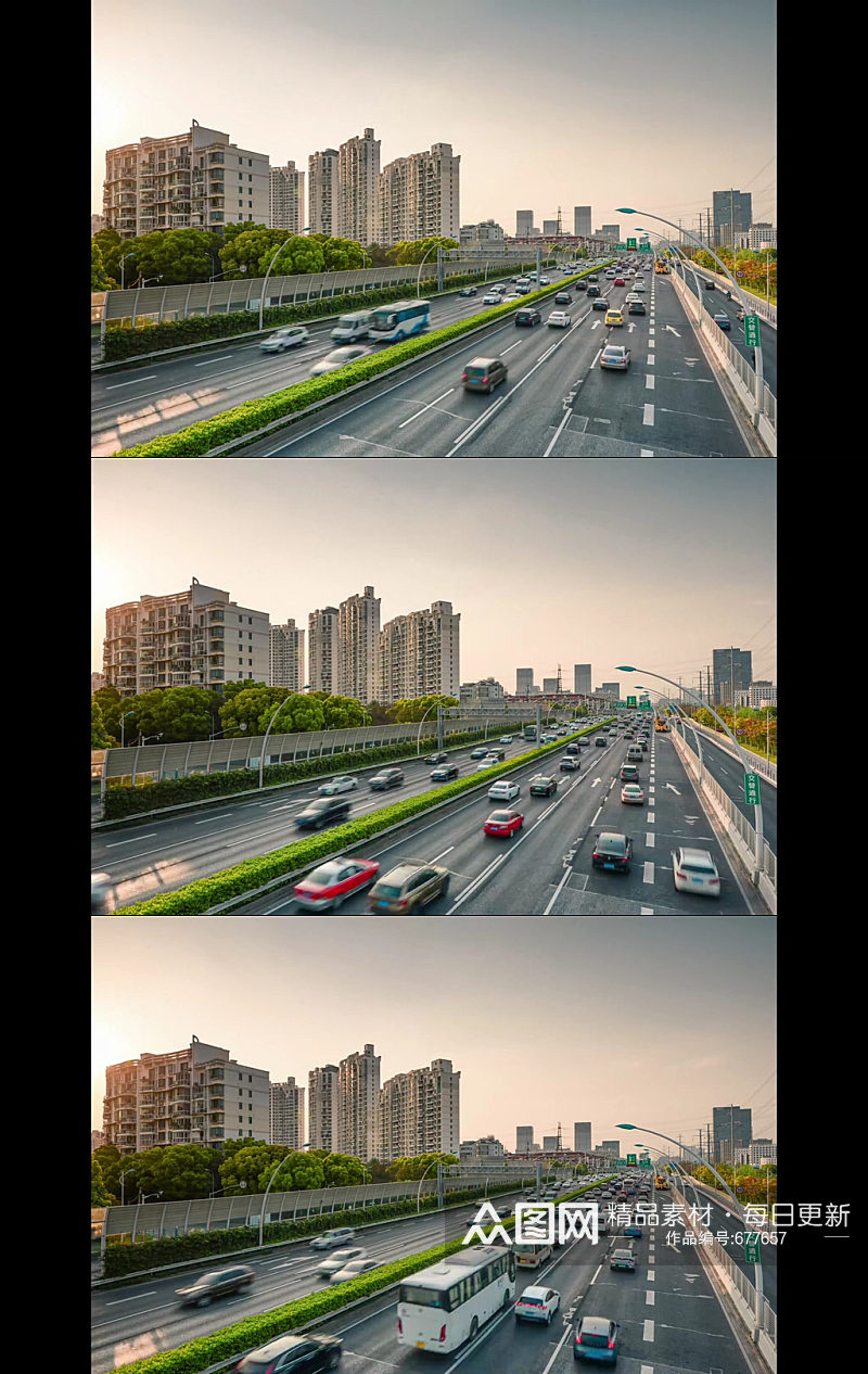 上海中环路古龙路高架车流延时素材