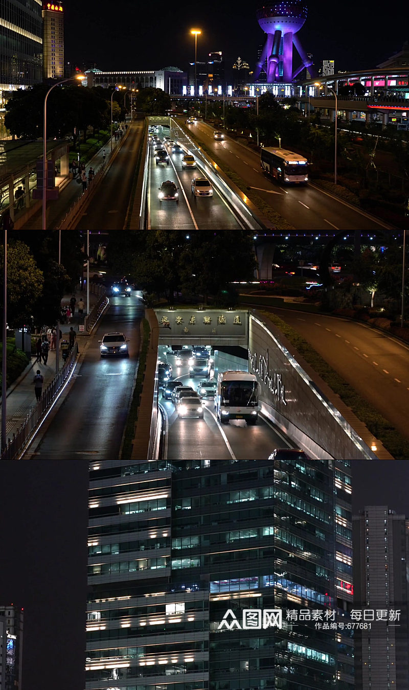 实拍城市夜景交通视频素材