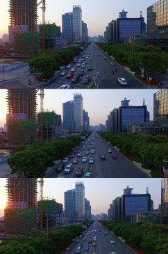 上海世纪大道车流航拍视频