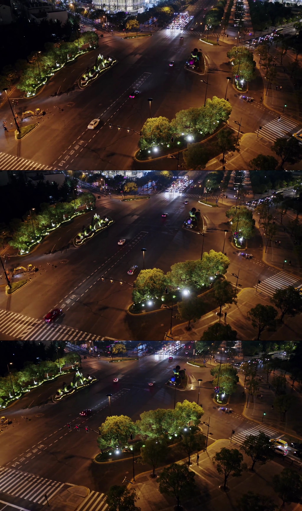 上海世纪大道夜景航拍素材