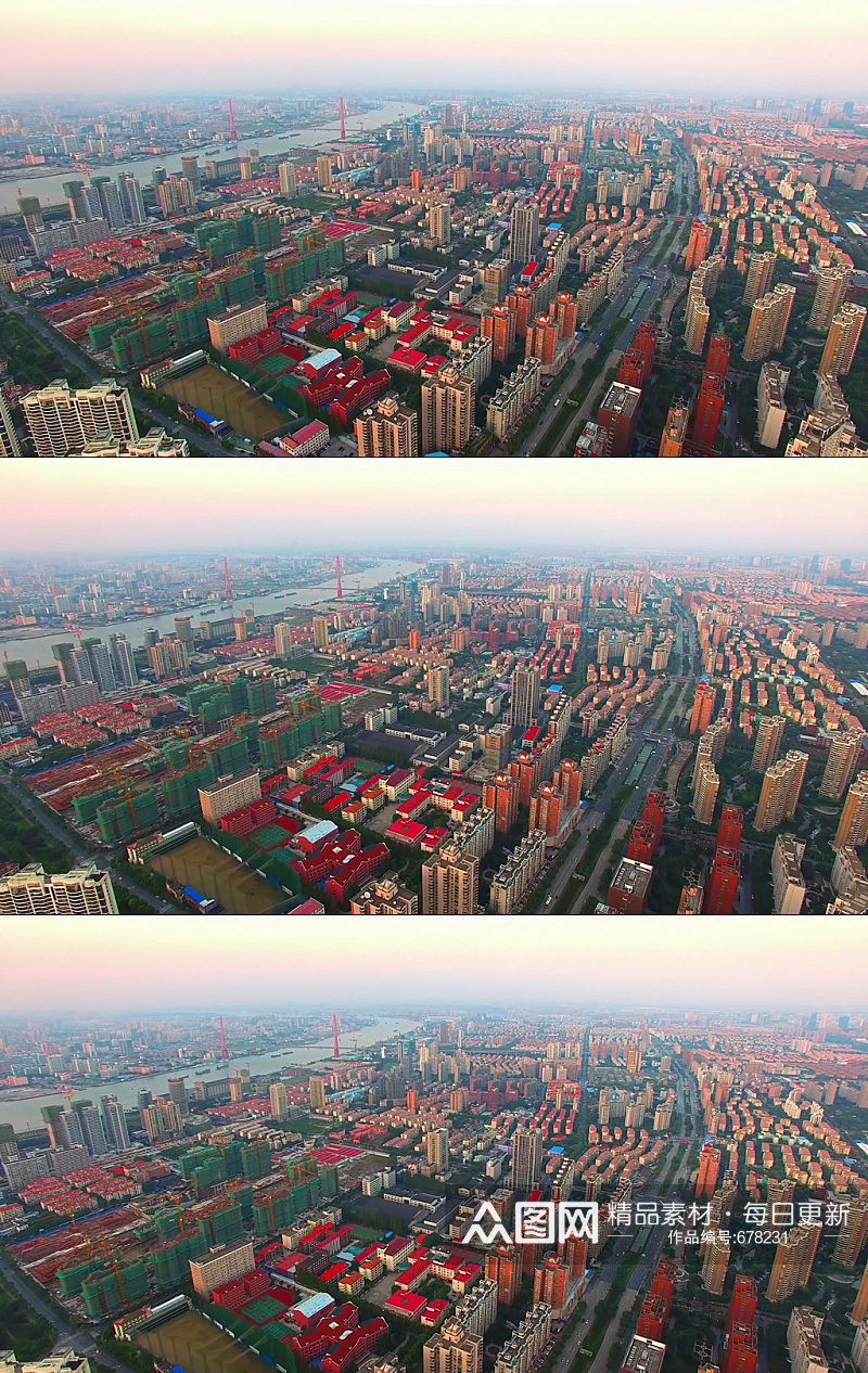 上海卢浦大桥两岸城市风光素材
