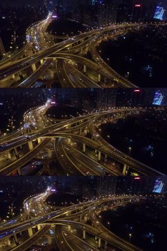 上海夜景立交桥夜景航拍