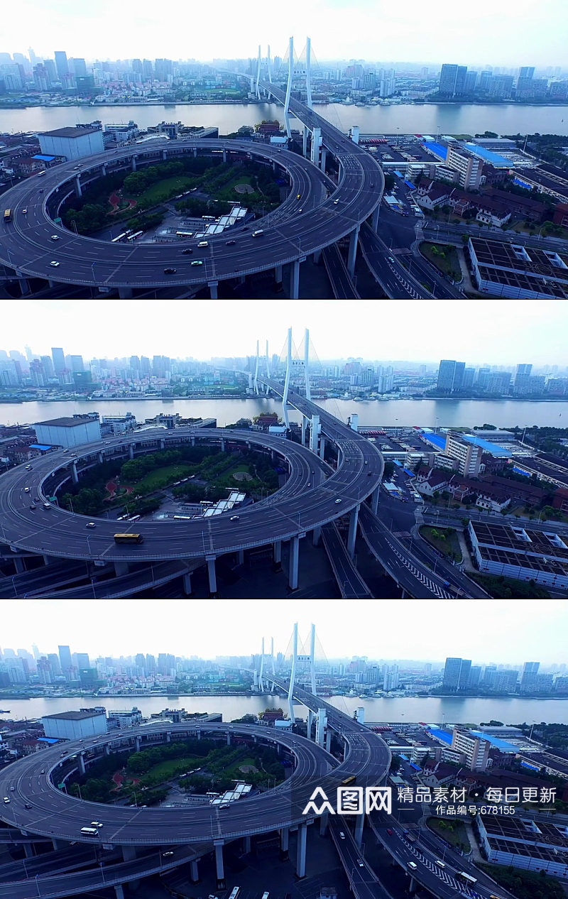 上海黄浦江南浦大桥航拍素材