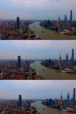 上海黄浦江两岸航拍视频