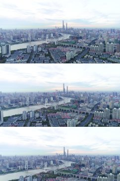 上海黄昏城市风光日景航拍视频