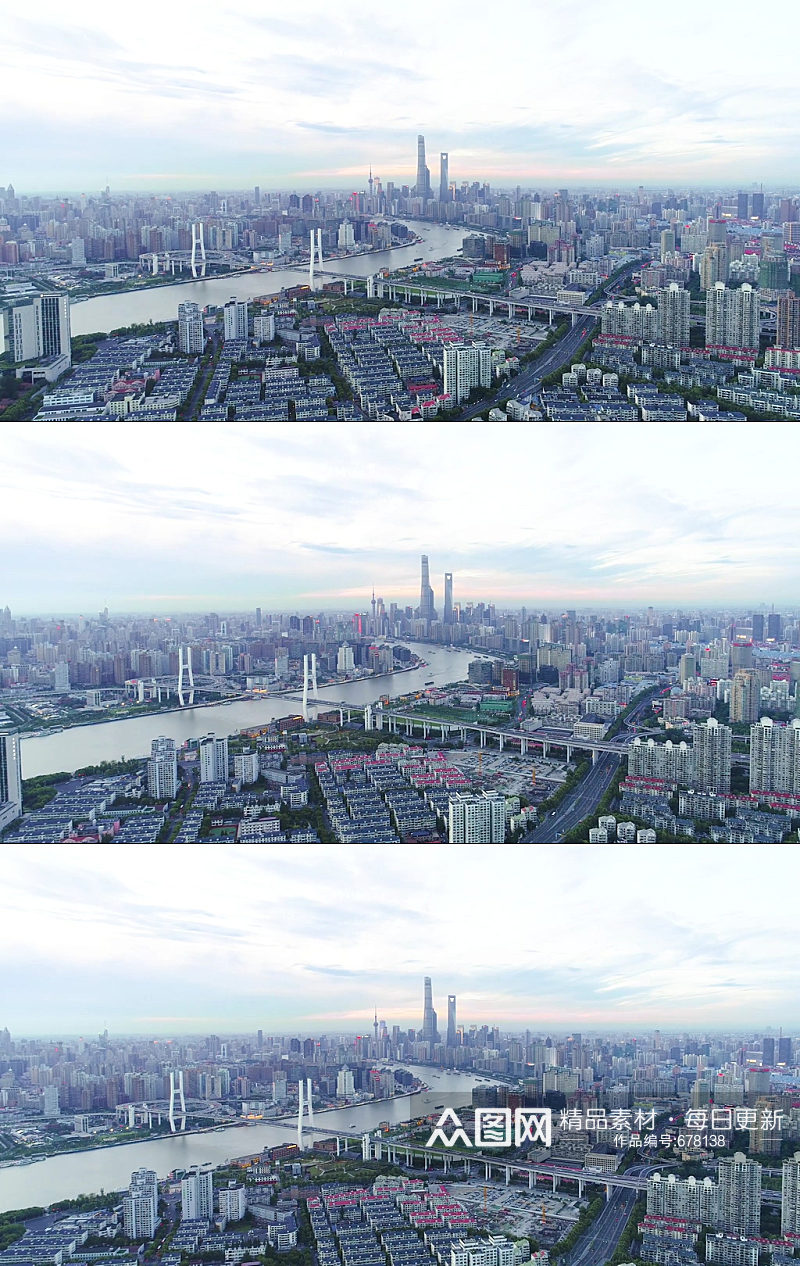 上海黄昏城市风光日景航拍视频素材