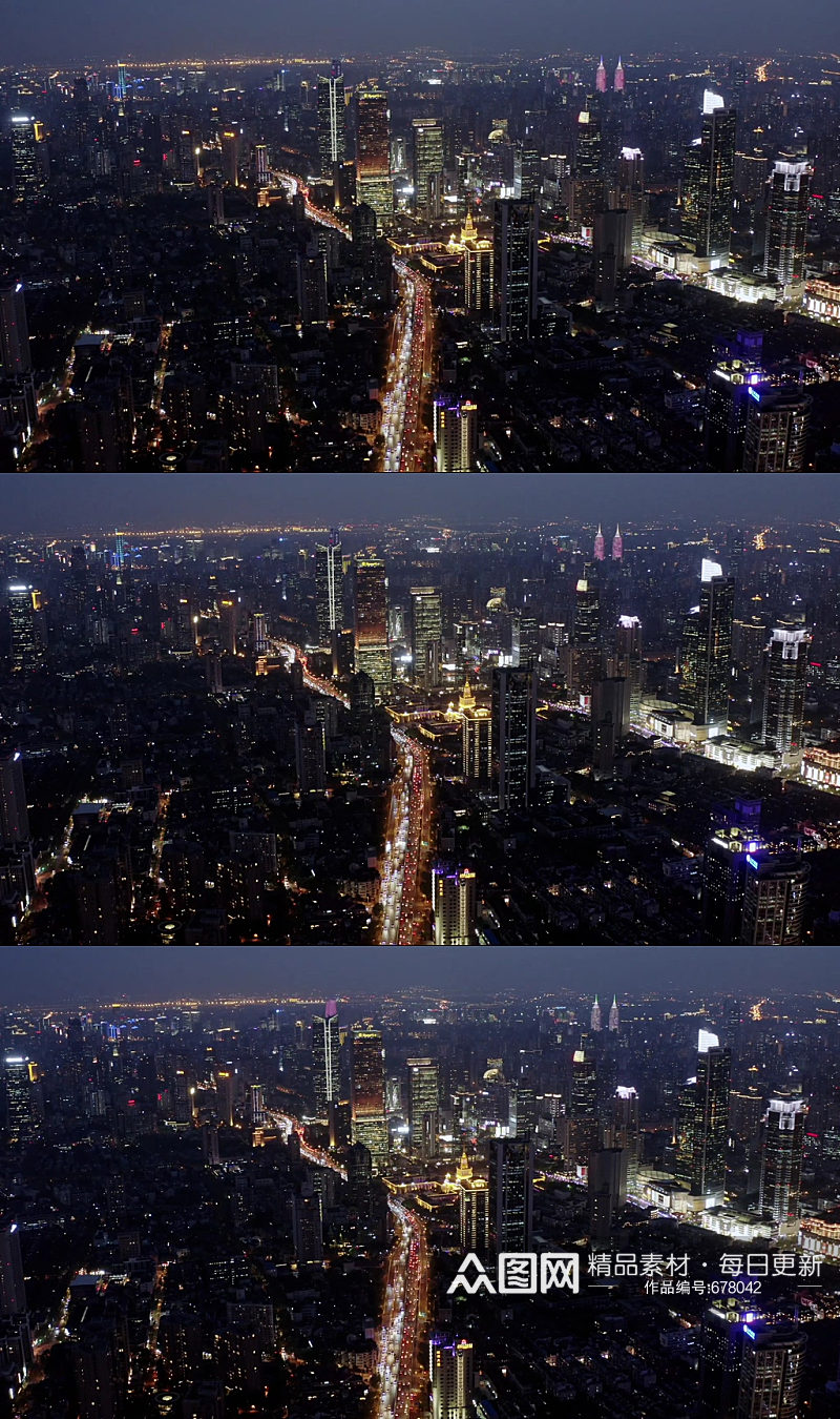 上海城市夜景动态航拍视频素材