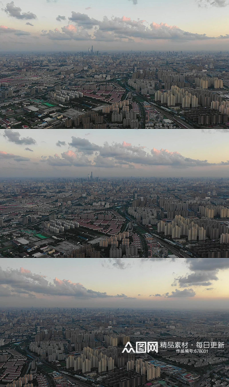上海城市日出天际线航拍素材