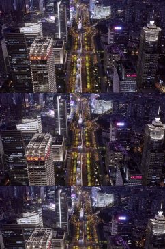上海城市街道夜景航拍