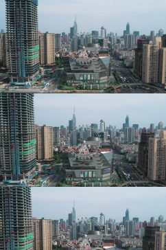 上海城市地标摩天轮航拍视频