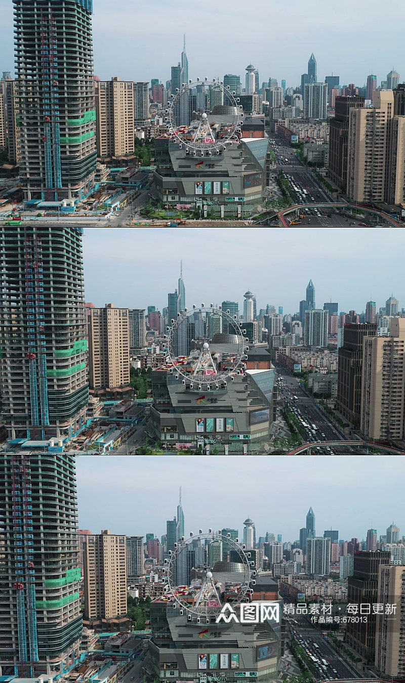 上海城市地标摩天轮航拍视频素材
