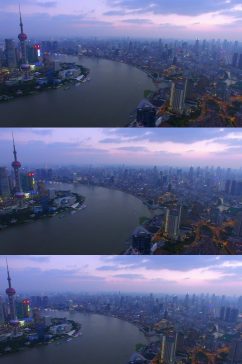 上海晨曦CBD天际线航拍视频