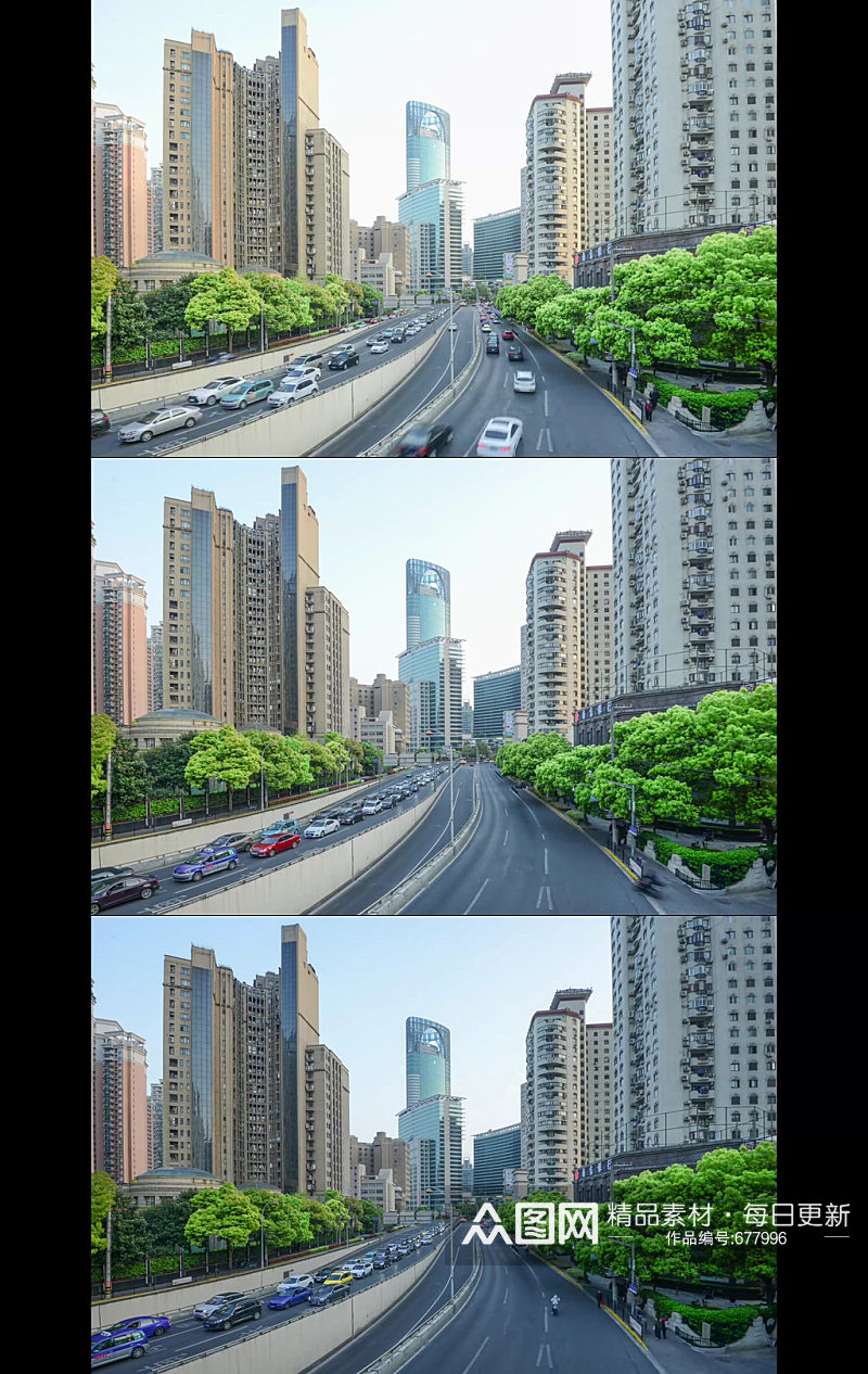 上海商业街高楼大厦车流延时素材
