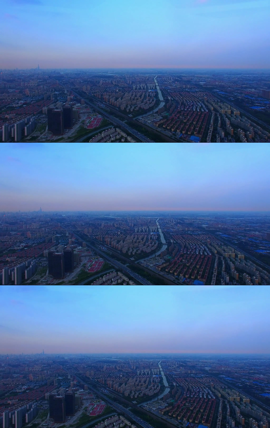 上海清晨城市天际线航拍视频素材