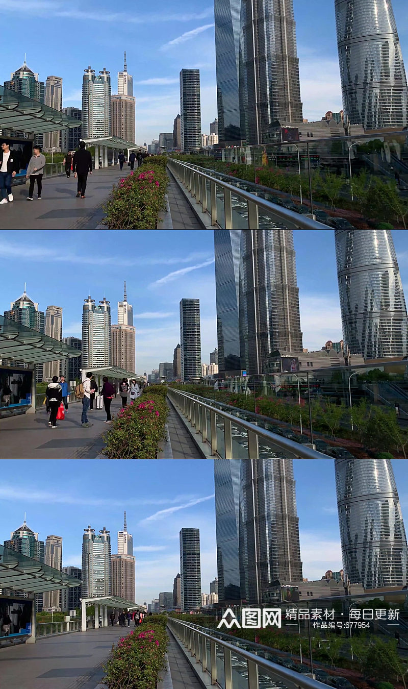 上海浦东陆家嘴金融区人行天桥延时视频素材