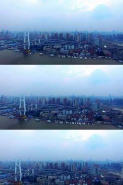 上海南浦大桥城市航拍视频