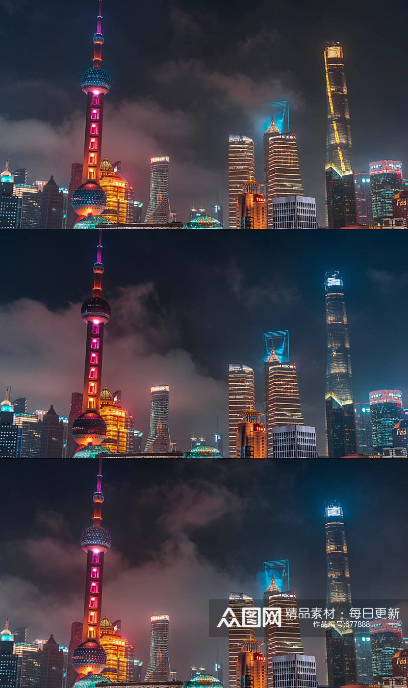 上海陆家嘴夜景延时视频城市夜景素材