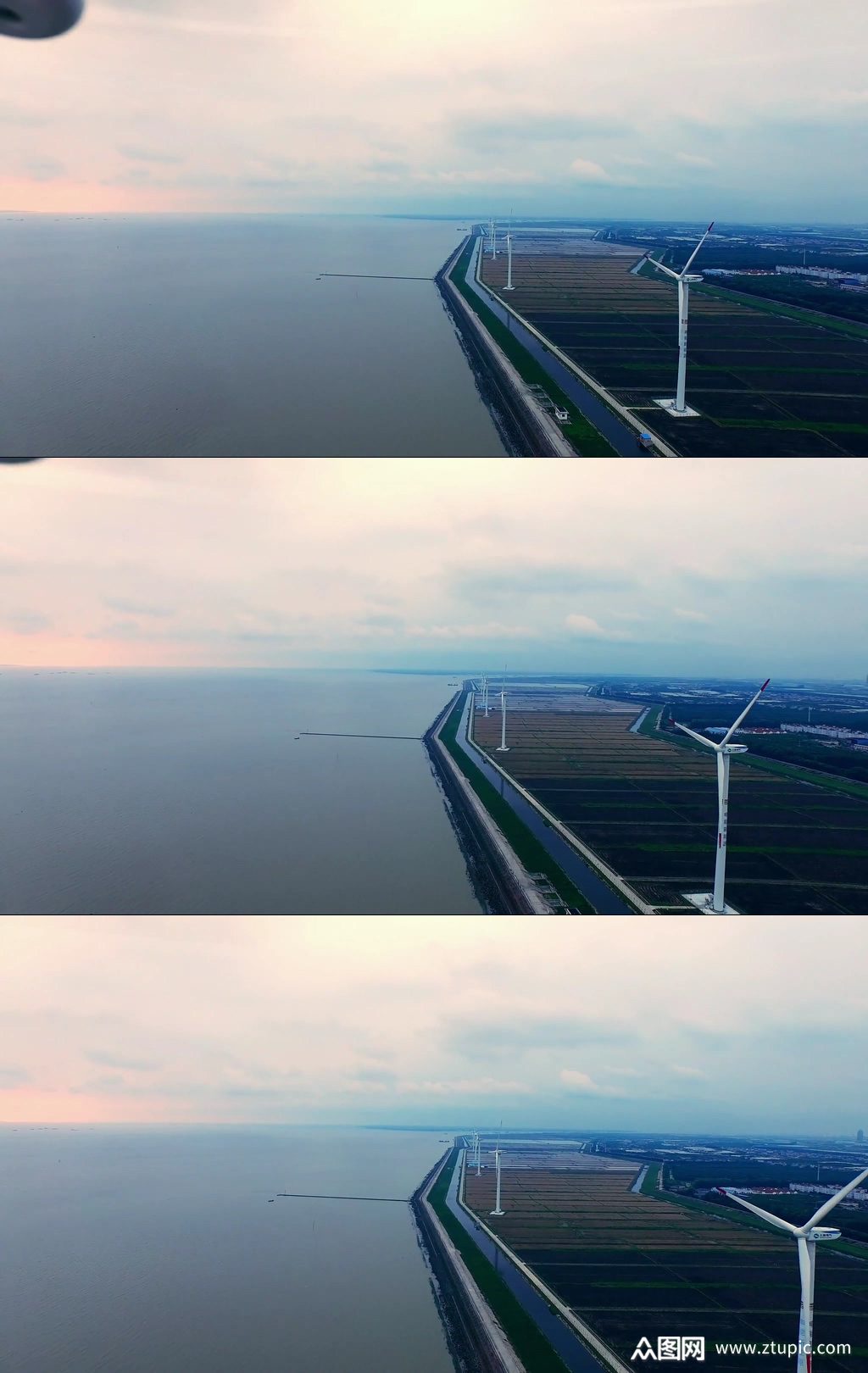 崇明岛风力发电航拍视频