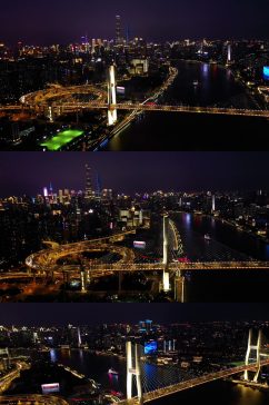 航拍南浦大桥夜景视频