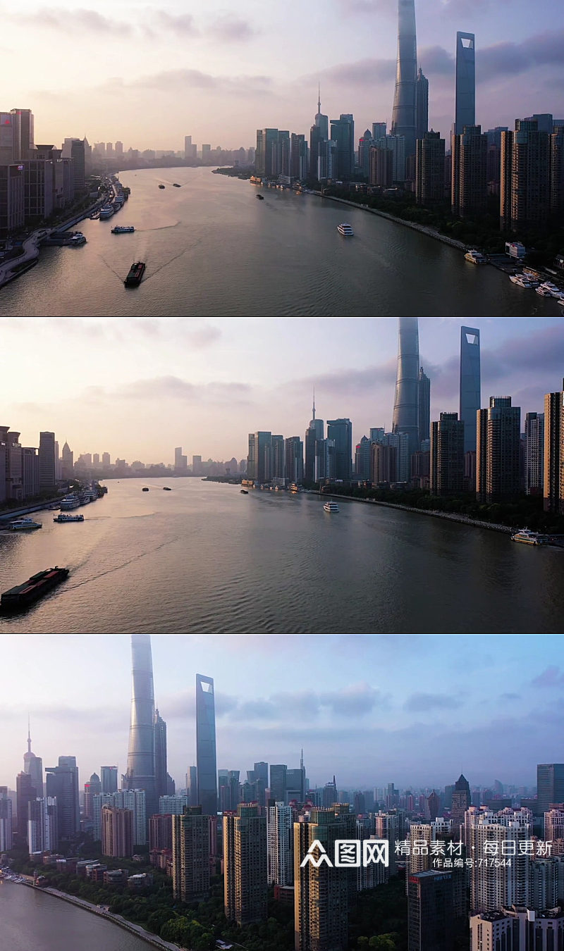 航拍上海北外滩黄昏视频素材