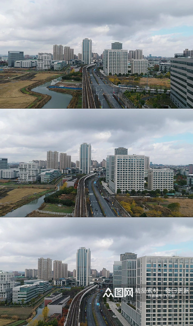 航拍上海城市轨道交通视频素材