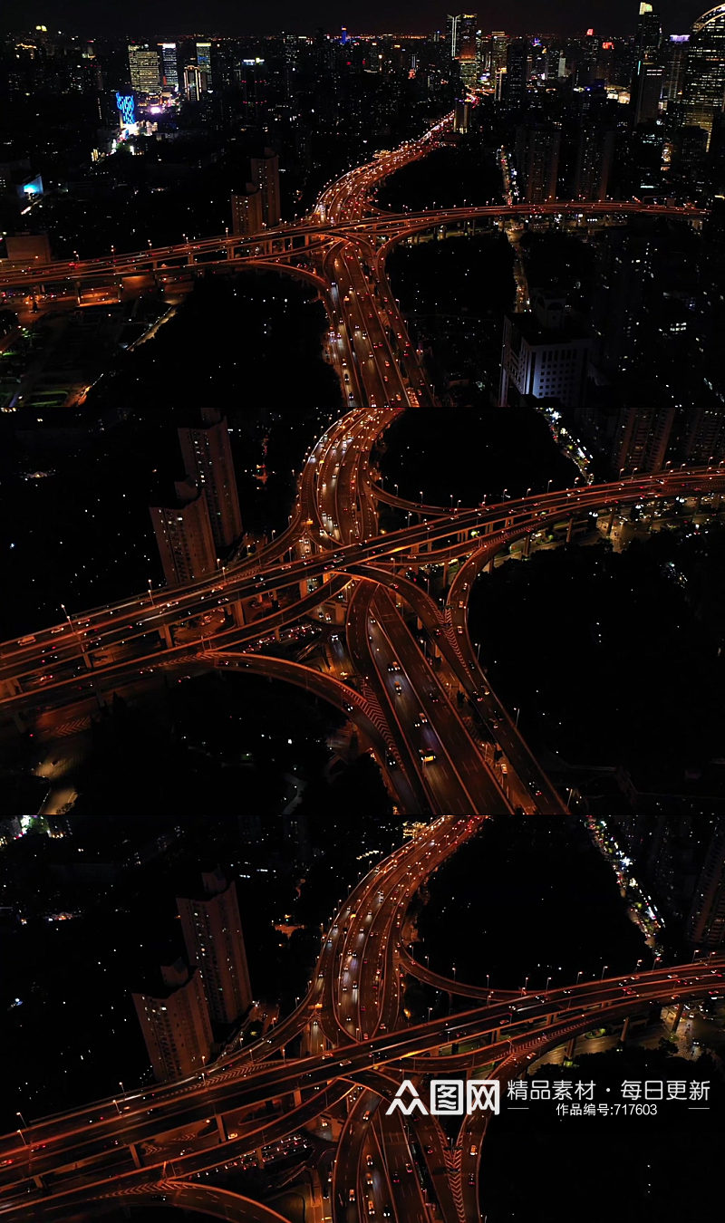 航拍上海夜晚交通视频素材