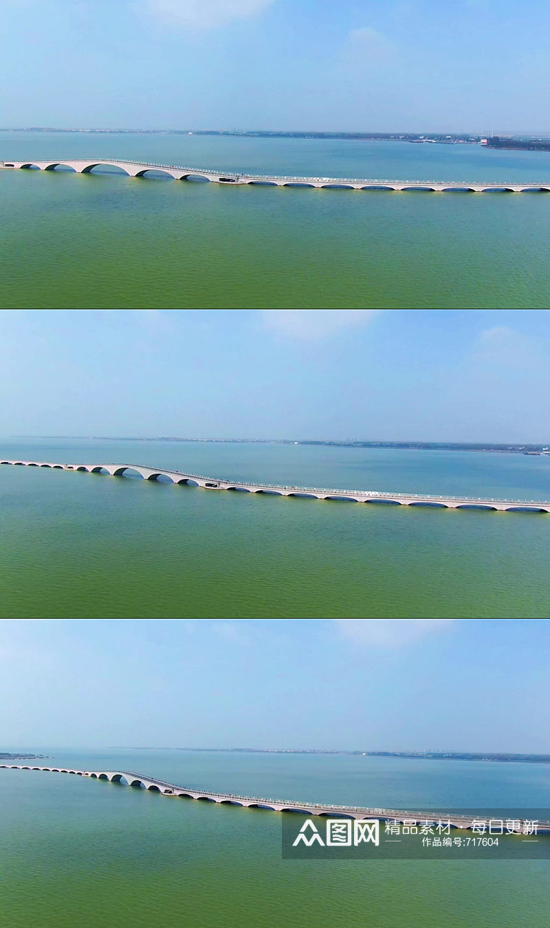 航拍上海最大淡水湖泊彩虹桥素材