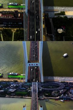 南浦大桥上航拍视频