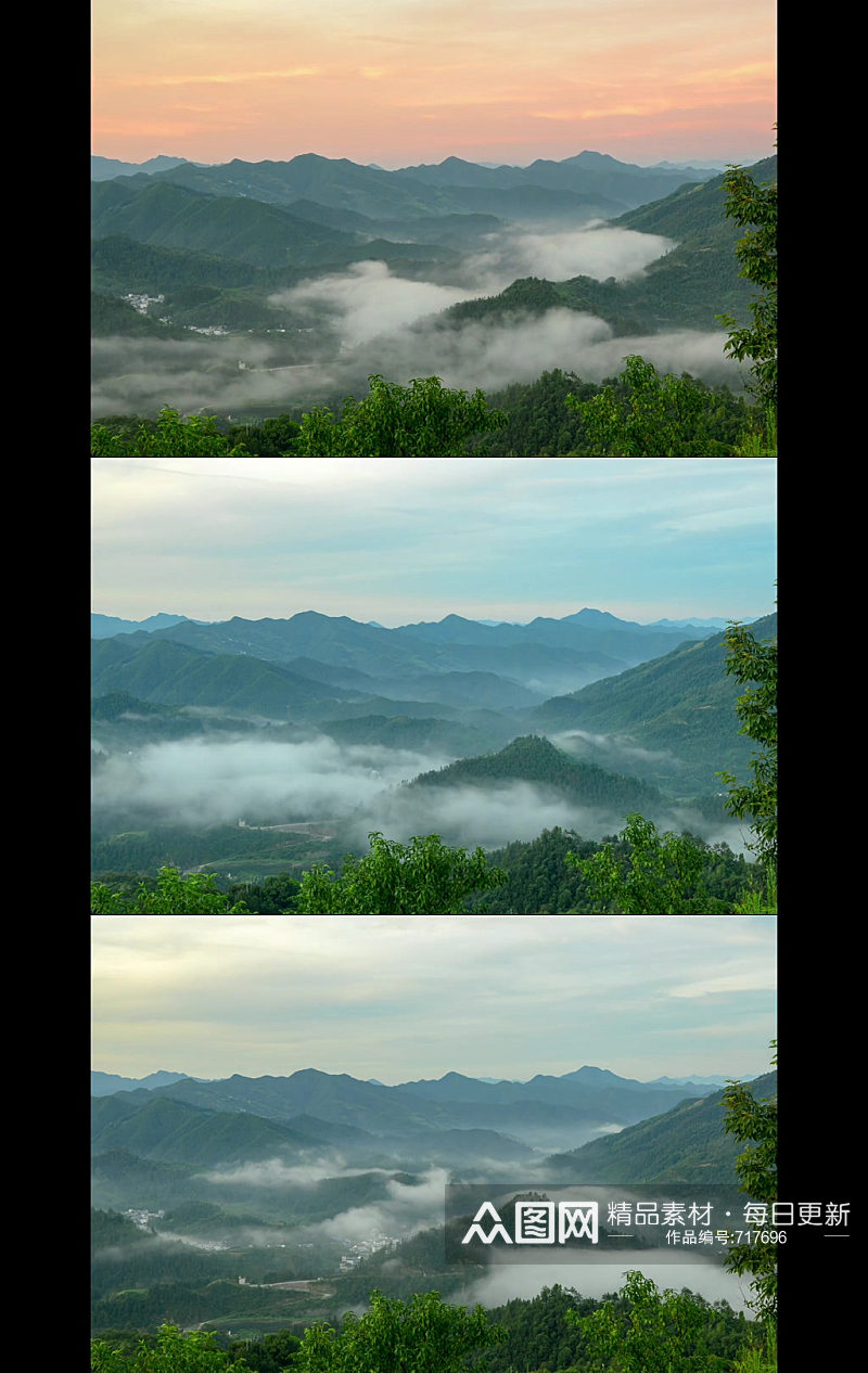 坡山出清晨云雾缭绕延时视频素材