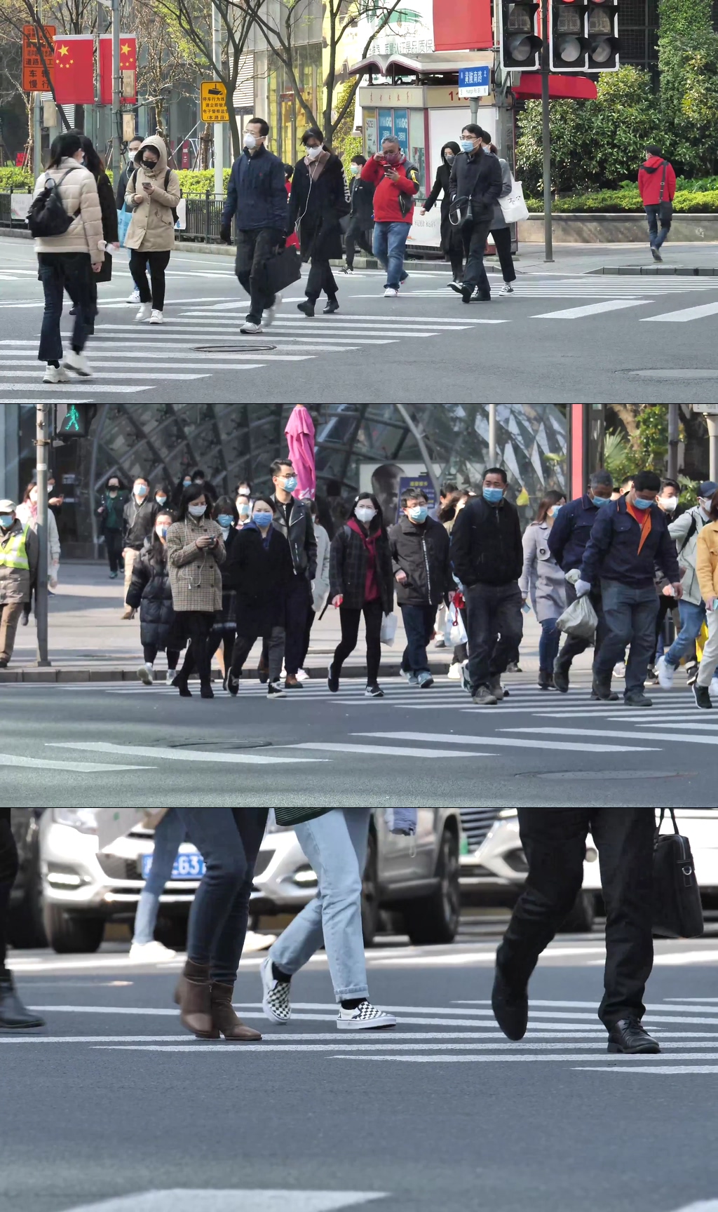 商业中心横道线过马路行人素材