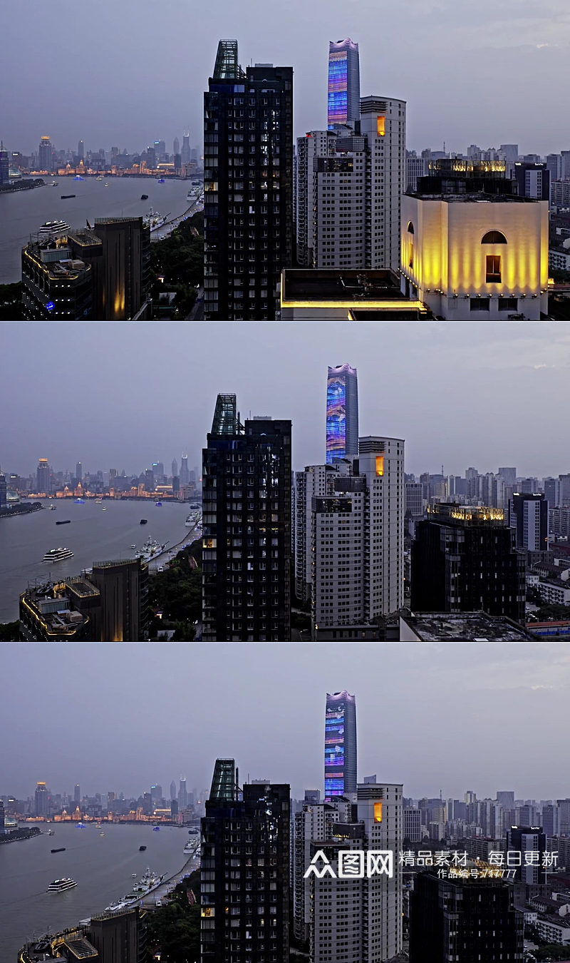 上海北外滩航拍垂直上升素材