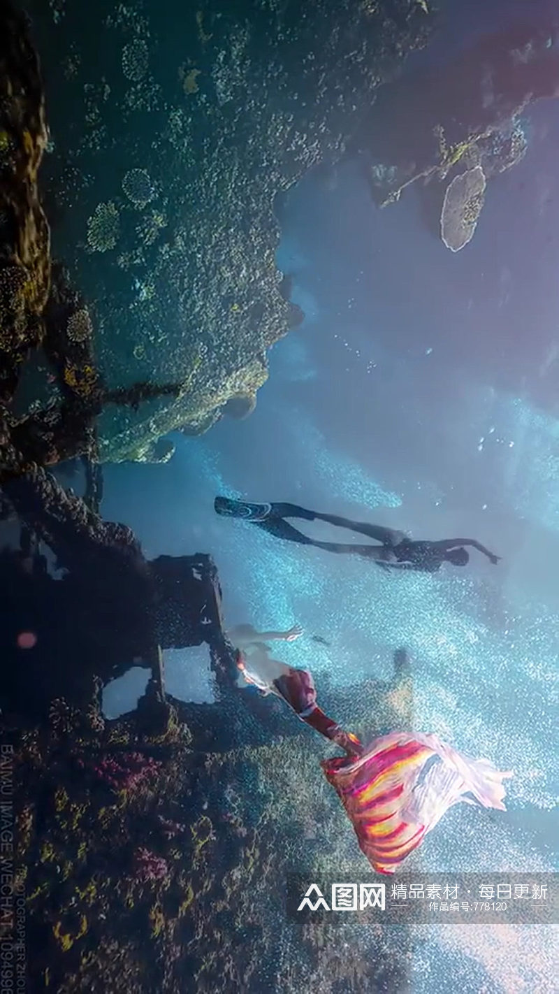 深海潜水唯美大自然风光风景自媒体实拍素材