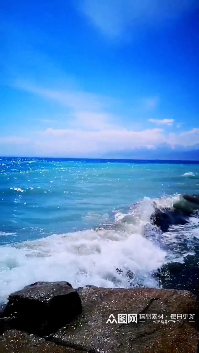 蓝天白云海浪礁石唯美大自然风光风景 风景视频素材
