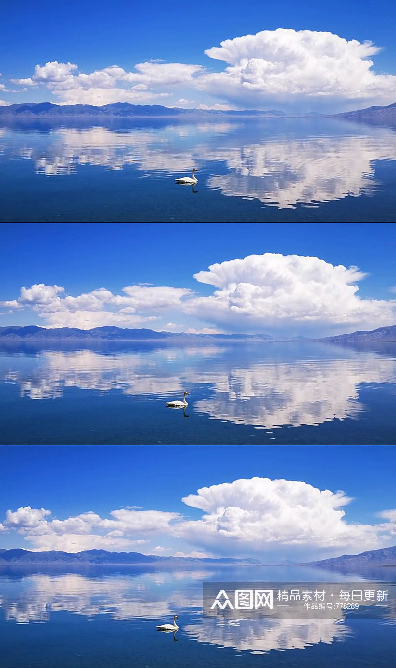 蓝天白云湖泊唯美大自然风光  实拍 风景视频素材
