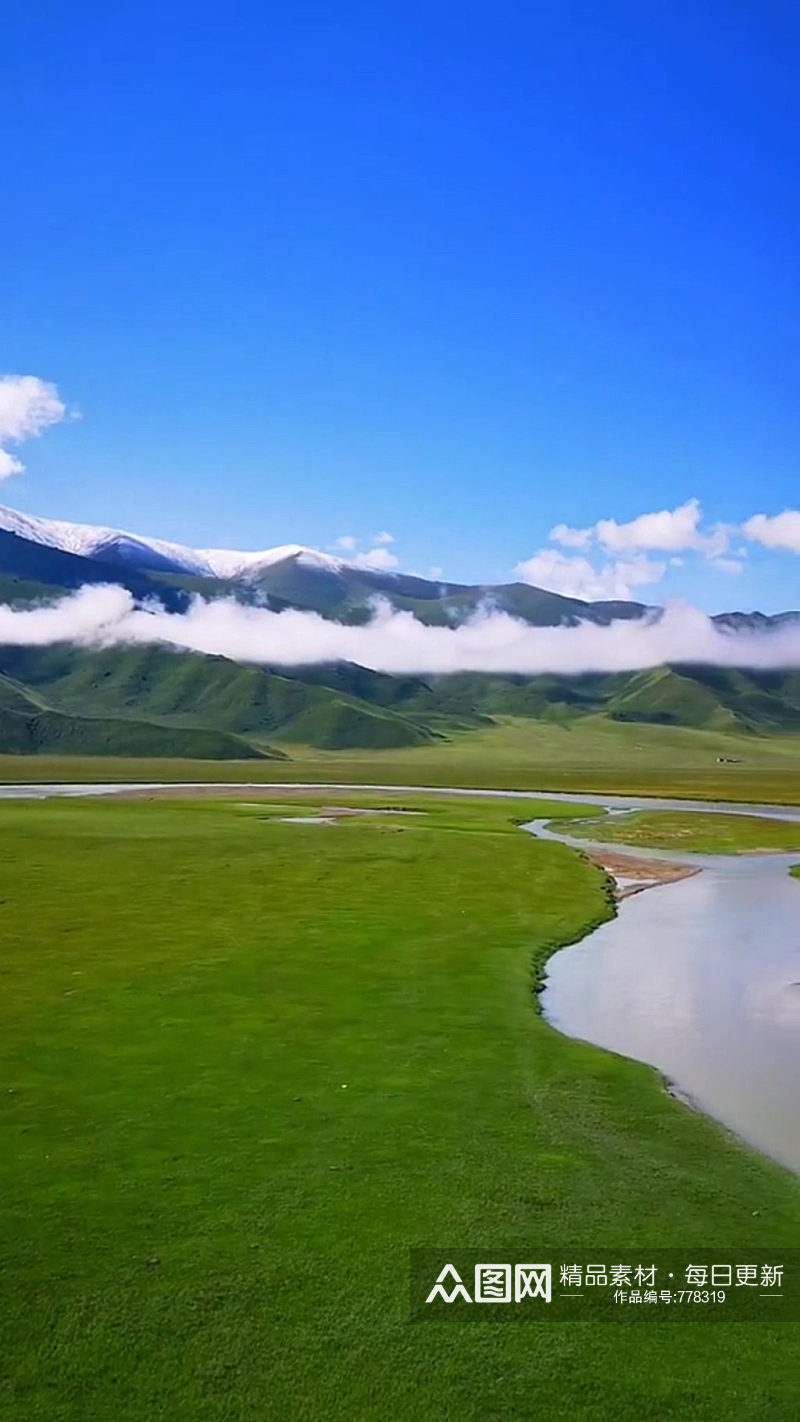 蓝天雪山唯美大自然风光风景自媒体实拍素材