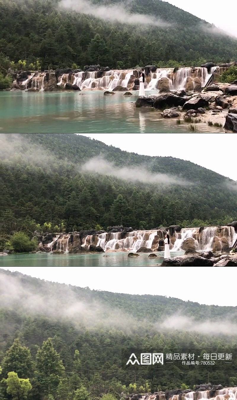 瀑布溪水大自然风光自媒体实拍素材