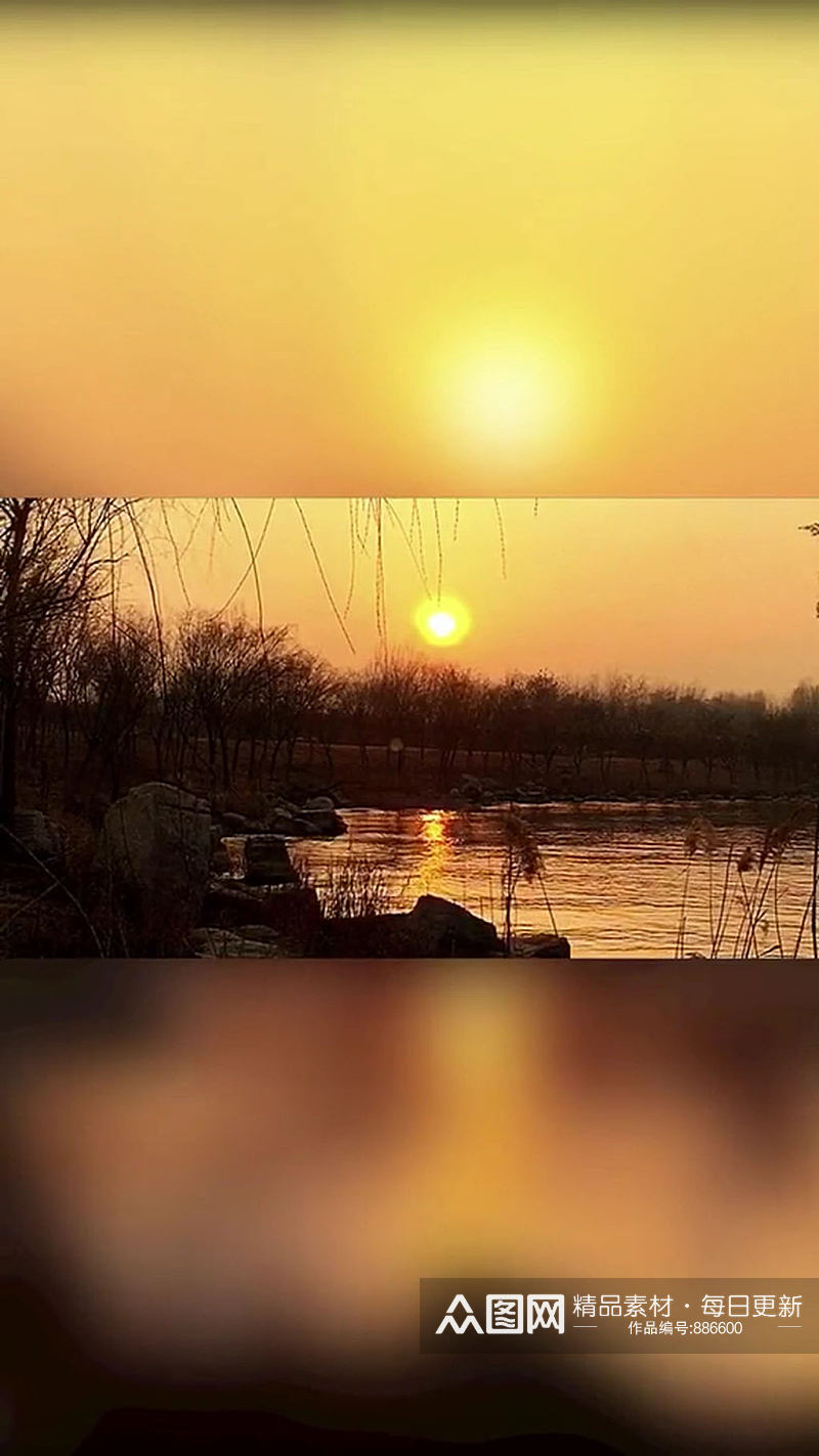 夕阳日落湖泊唯美大自然风光自媒体实拍素材