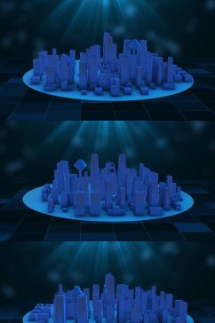 科技城市蓝色全息建筑