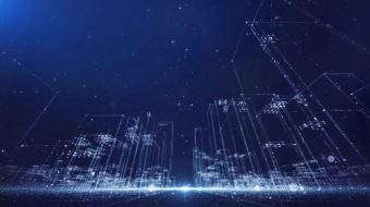 科技城市蓝色粒子光效背景-众图网