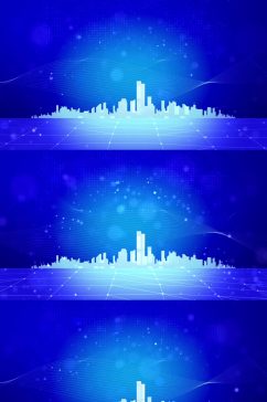 蓝色科技城市视频背景素材