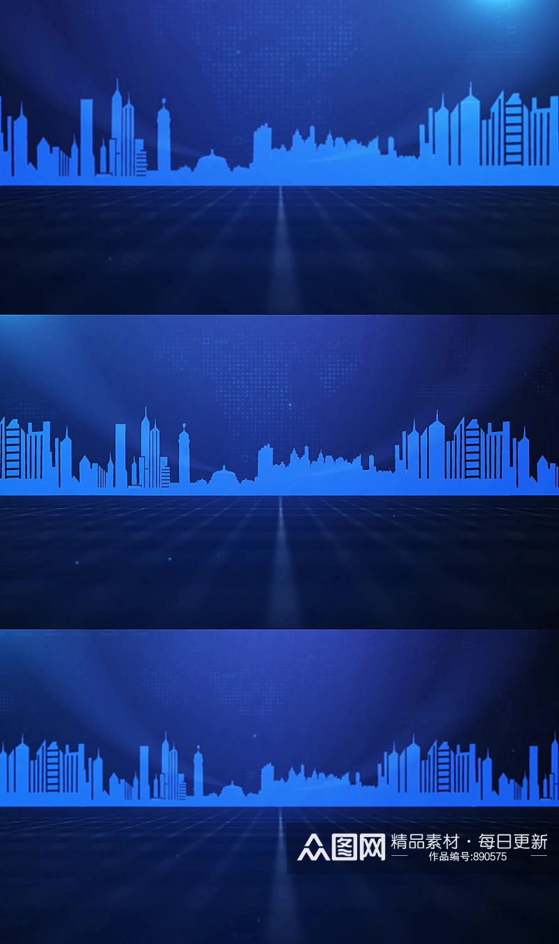蓝色科技科技城市视频背景素材