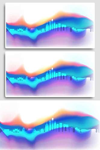 城市剪影创意艺术抽象色彩城市建议背景