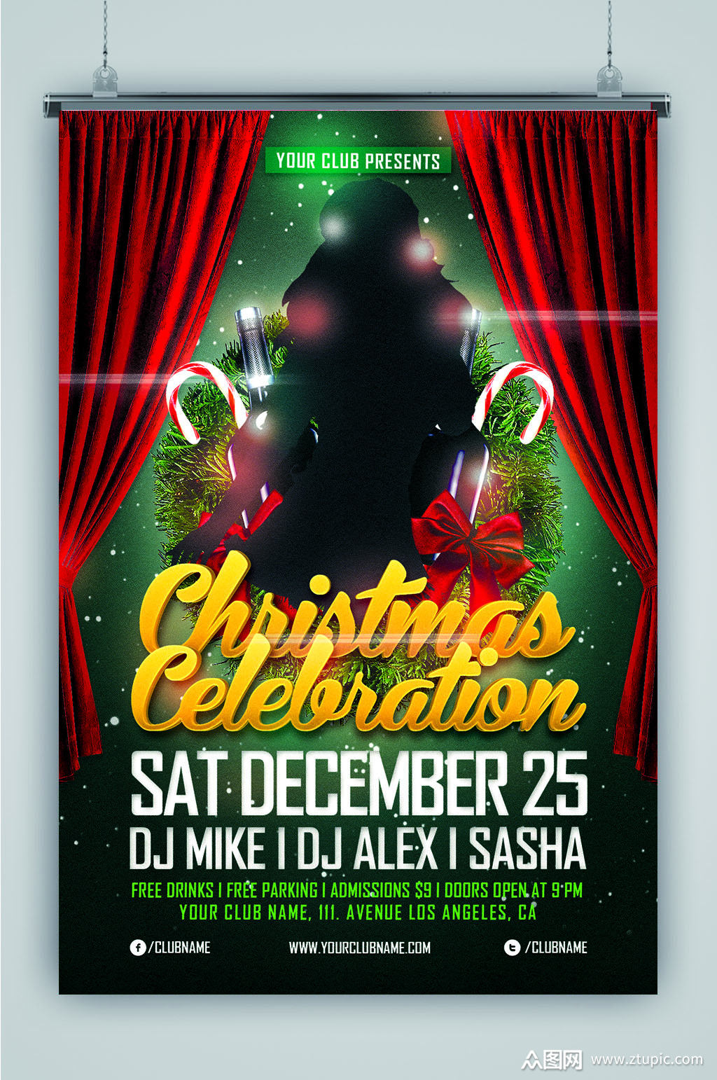 欧美炫酷圣诞晚会海报