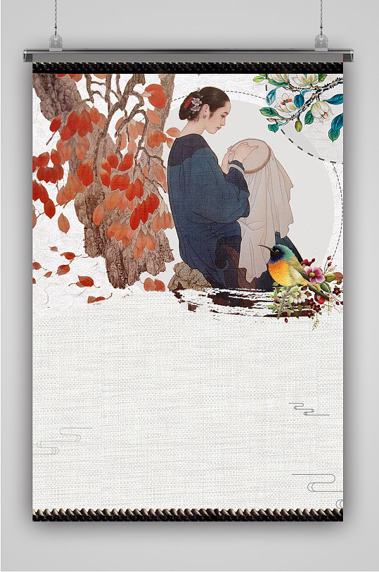 简约中国风传统刺绣-众图网