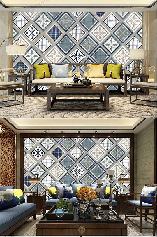 墙砖地毯纹理中式背景墙