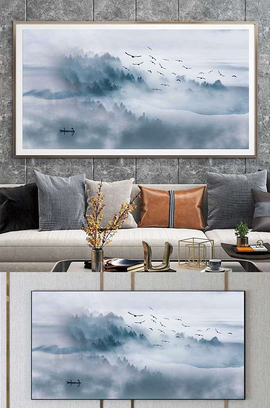 意境写意烟墨山水画-众图网