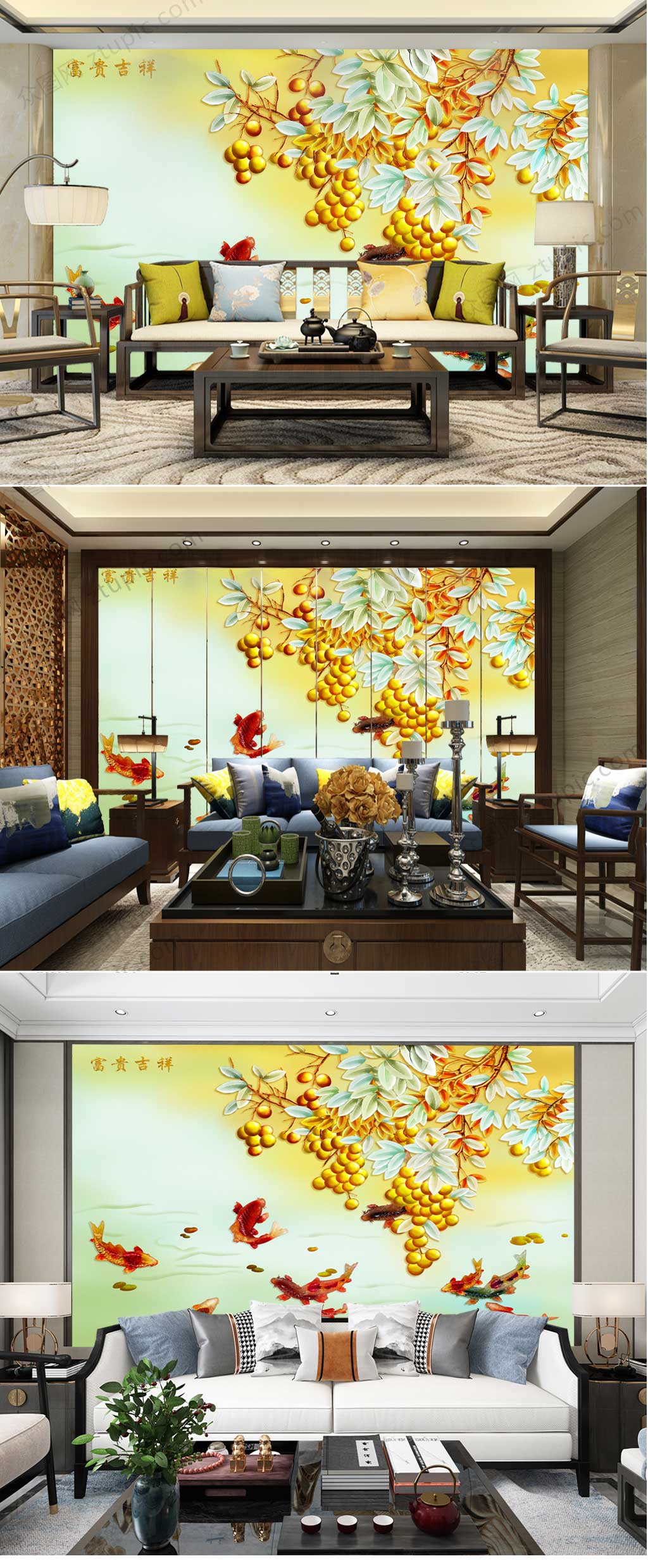 金色花朵大理石背景墙素材
